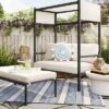 Ryegate 2pc 4' Mini Patio Daybed With Ottoman Weathered Teak - Threshold™ -Living Room Furniture Store GUEST 0125492a 4149 4574 a743 f01bf04d3456