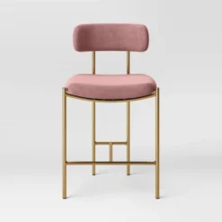 Orion Luxe Backed Counter Height Barstool With Brass Legs Blush Velvet - Threshold™ -Living Room Furniture Store GUEST 14e15387 9f1b 4518 bd75 5306d88e8f03