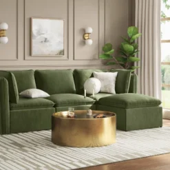 Haven Velvet Modular French Seam Corner Sofa Dark Green - Threshold™