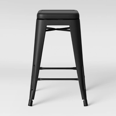 Set Of 2 Carlisle Backless Swivel Counter Height Barstool Matte Black - Threshold™ 4 Set Of 2 Carlisle Backless Swivel Counter Height Barstool Matte Black - Threshold™ - Image 2