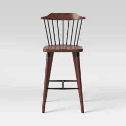 Delway Curved Back Mixed Material Counter Height Barstool Walnut - Threshold™ -Living Room Furniture Store GUEST 2a3e6fb3 5088 4f54 a93b 7f039bb778d5