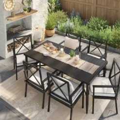 2pc Searsburg Aluminum Outdoor Patio Dining Chairs Arm Chairs Black - Threshold™