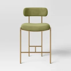 Orion Luxe Backed Counter Height Barstool With Brass Legs Olive Green Velvet - Threshold™ -Living Room Furniture Store GUEST 5b73c533 a1a5 4503 afaa 3baa1fe62dbd