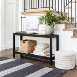 Console Table With Woven Rattan Shelf Black - Threshold™ Designed With Studio McGee -Living Room Furniture Store GUEST 5cacba25 9de0 4a9b 86d8 dd94f14308e1