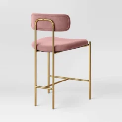 Orion Luxe Backed Counter Height Barstool With Brass Legs Blush Velvet - Threshold™ -Living Room Furniture Store GUEST 6fae67b2 b02e 4960 846e d794af26c1cf