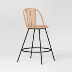 Olivine Rounded Back Woven Counter Height Barstool With Metal Legs Natural - Threshold™ -Living Room Furniture Store GUEST 762e0250 57e4 4cea b6bc 1640474ba352