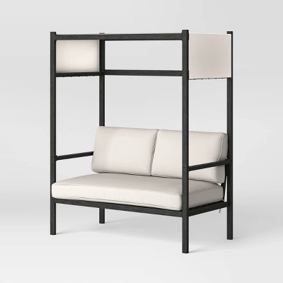 Ryegate 2pc 4' Mini Patio Daybed With Ottoman Weathered Teak - Threshold™ 4 Ryegate 2pc 4' Mini Patio Daybed With Ottoman Weathered Teak - Threshold™ - Image 2