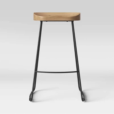 Hull Low Back Barstool Wood/Metal - Threshold 8 Hull Low Back Barstool Wood/Metal - Threshold - Image 6