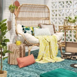 Wicker & Metal Outdoor Patio Chair, Egg Chair Natural - Threshold™ Designed With Studio McGee -Living Room Furniture Store GUEST 98121453 7012 488d ba4f 18f874372531