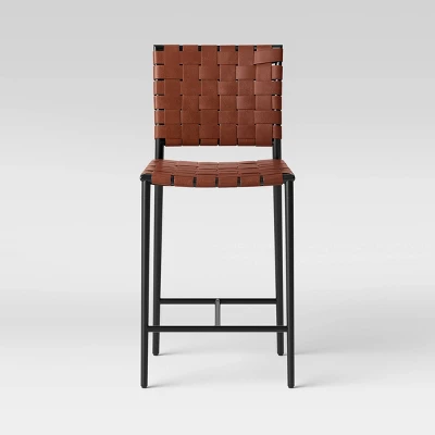 Wellfleet Woven Faux Leather Metal Base Counter Height Barstool - Threshold™ 4 Wellfleet Woven Faux Leather Metal Base Counter Height Barstool - Threshold™ - Image 2
