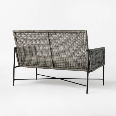 Wicker & Metal X Frame Patio Loveseat - Gray - Threshold™ Designed With Studio McGee 5 Wicker & Metal X Frame Patio Loveseat - Gray - Threshold™ Designed With Studio McGee - Image 3