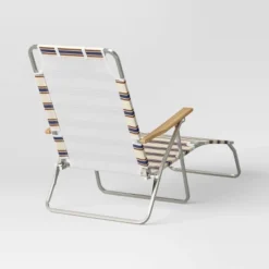 Striped Aluminum Beach Lounger With Wood Arms - Threshold™ -Living Room Furniture Store GUEST a72bf634 d3db 44d5 b2f4 d19d9498af18