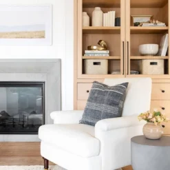 Mercer Rolled Upholstered Arm Chair With Casters Cream - Threshold™ Designed With Studio McGee -Living Room Furniture Store GUEST ae5dadb5 a93e 4e44 a1be e214b80dc4bd