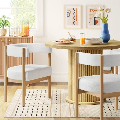 Kenova Upholstered Dining Chair With Wood Dowel Legs Cream - Threshold™ 3 Kenova Upholstered Dining Chair With Wood Dowel Legs Cream - Threshold™