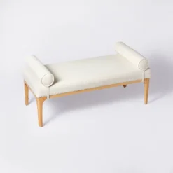 Randolph Bench With Bolster Pillows Linen - Threshold™ Designed With Studio McGee -Living Room Furniture Store GUEST df9c0bbe 939e 489c adae 0e3b5fe3d6f7