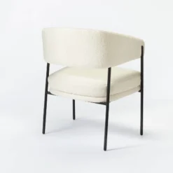 Rosemead Metal Frame And Rounded Back Faux Sherling Accent Chair Cream - Threshold™ Designed With Studio McGee