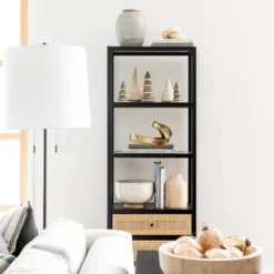 Console Table With Woven Rattan Shelf Black - Threshold™ Designed With Studio McGee -Living Room Furniture Store GUEST f71b8141 512b 4383 9135 4f0d694163bd